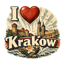 Alternative view of I love Kraków PRL - T-shirt