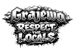 Alternative view of Grajewo graffiti with bold message - T-shirt