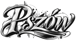 Alternative view of Monochrome Pszów Calligraphy - Koszulka damska