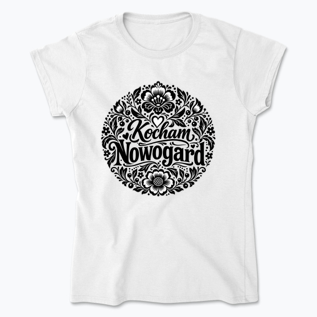 Kocham Nowogard Folk Floral - Koszulka damska
