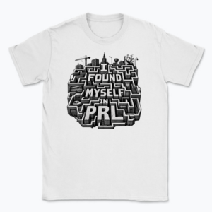 Monochrome PRL Typographic Labyrinth - T-shirt