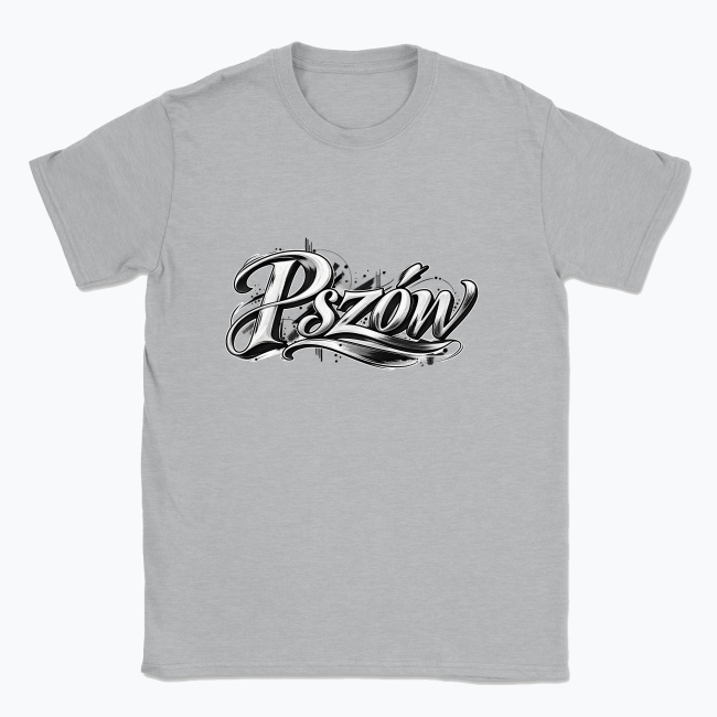 Monochrome Pszów Calligraphy - T-shirt