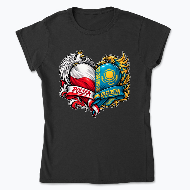 Poland and Kazakhstan Heart Emblem - Koszulka damska