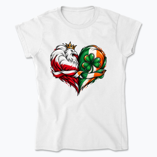 Polish-Irish Friendship Heart Emblem - Koszulka damska