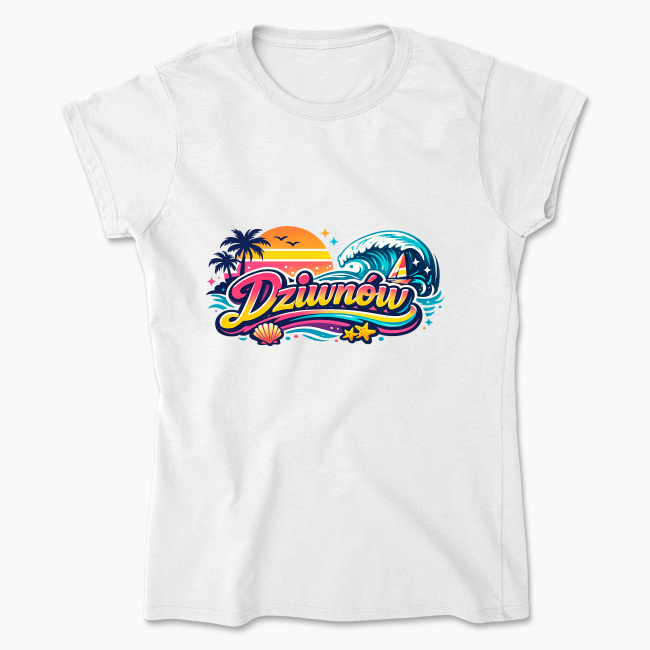 Retro Dziwnów Sunset Surf Poster - Koszulka damska