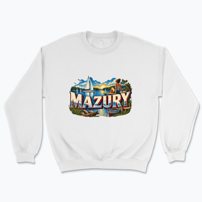 Retro Mazury Lakeside Travel Poster - Bluza
