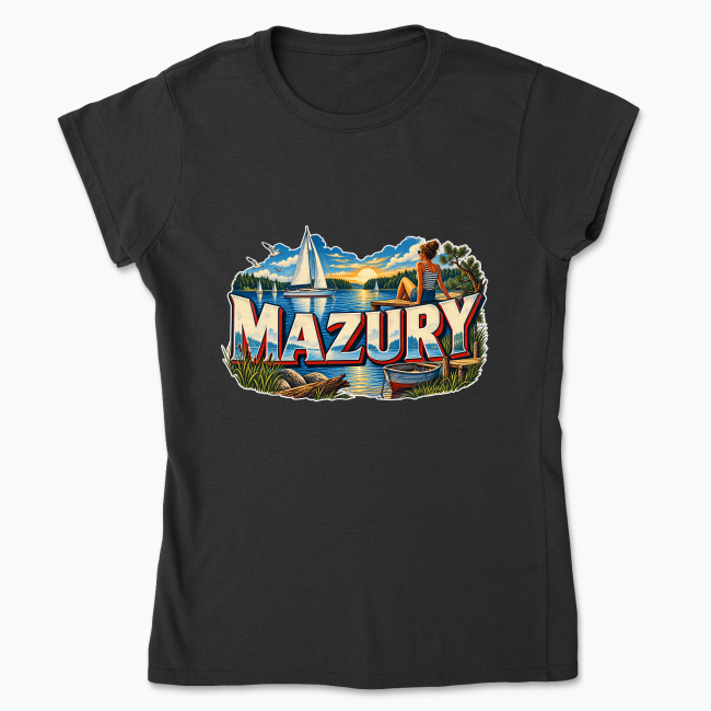 Retro Mazury Lakeside Travel Poster - Koszulka damska