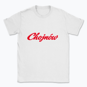 Błyszczące czerwone logo Chojnów - T-shirt