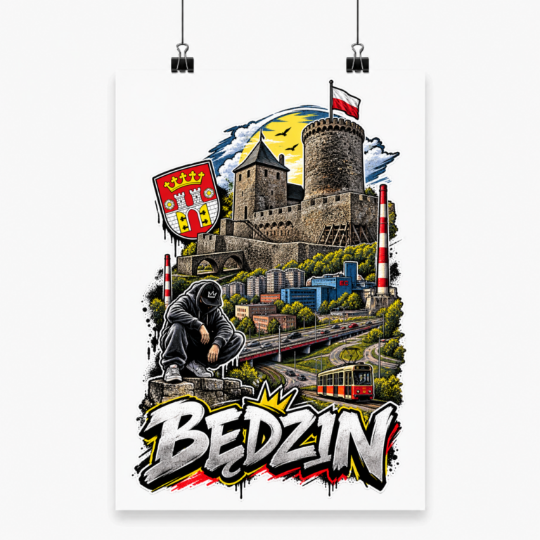 Kolaż Graffiti Zamek w Będzinie - Plakat