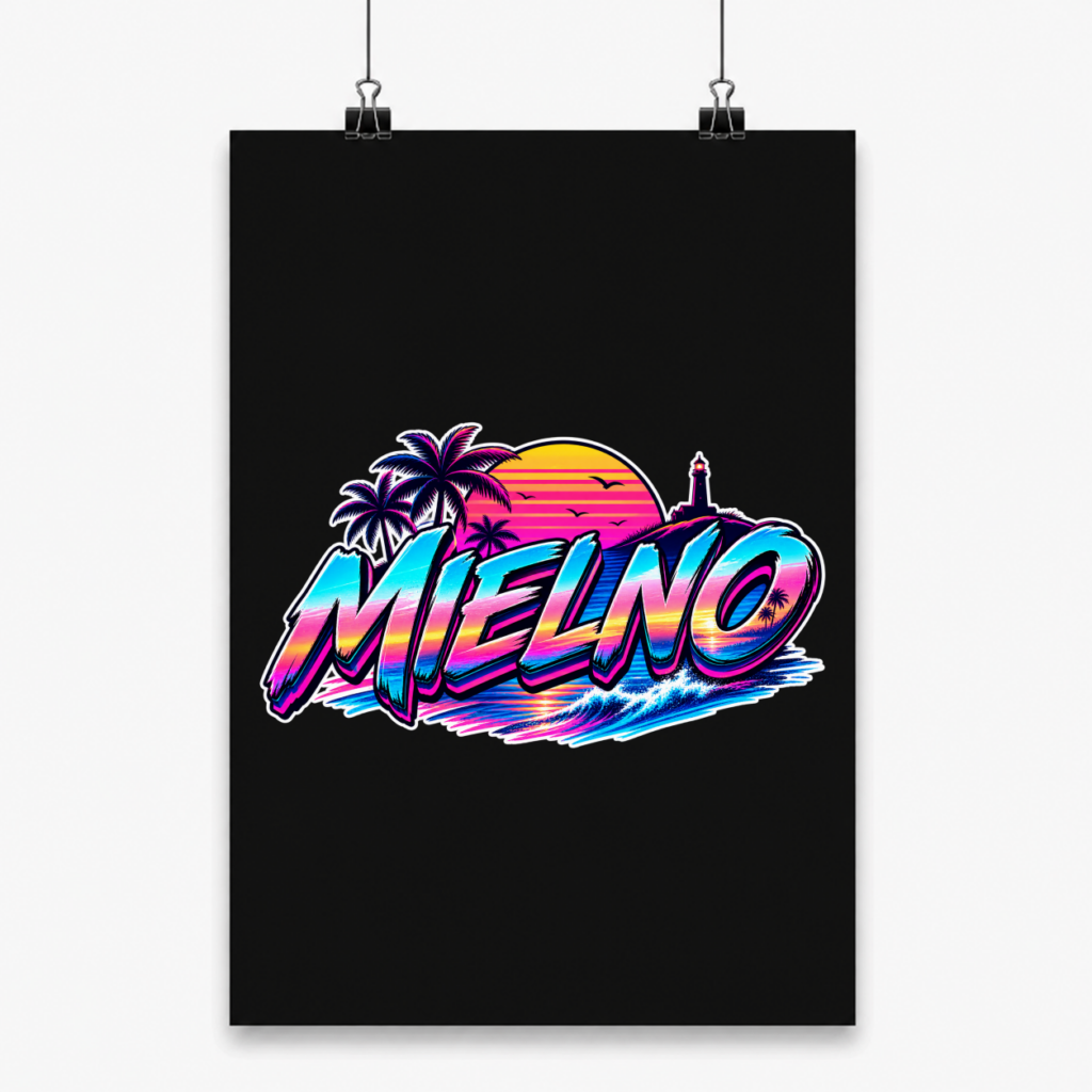 Neonowe logo MIELNO Sunset Beach - Plakat