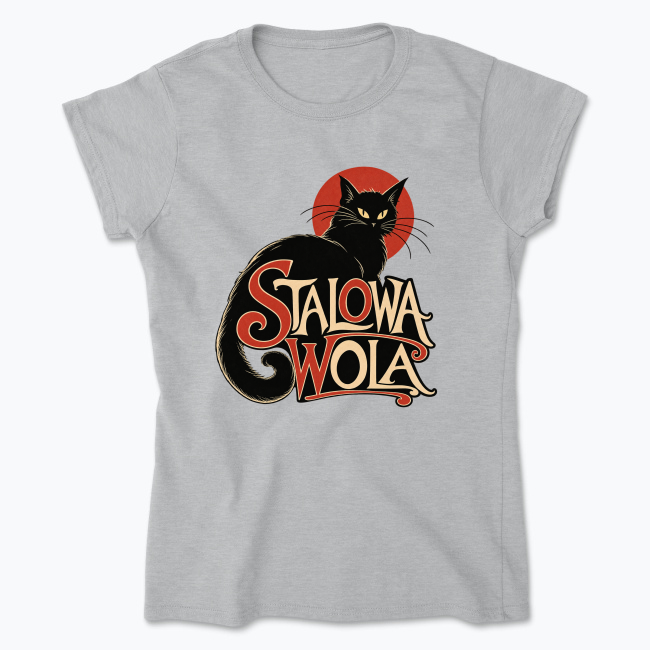 Vintage Black Cat Typography - Koszulka damska