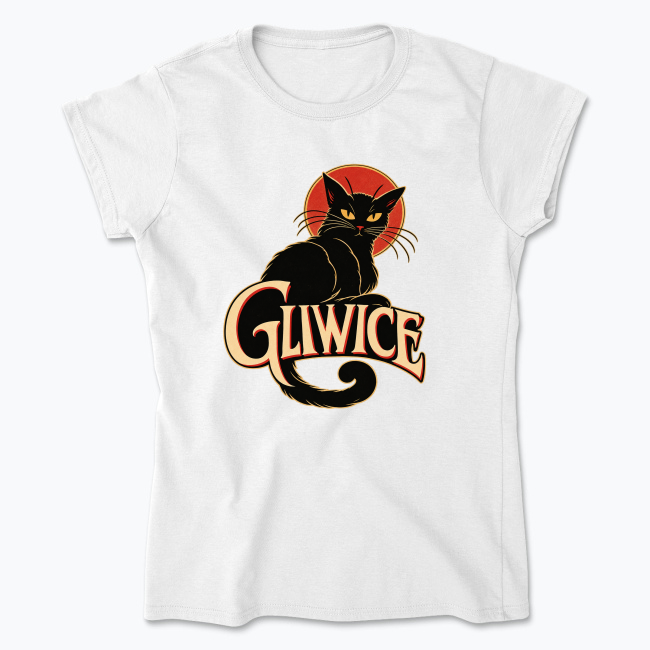 Vintage Gliwice Noir Cat - Koszulka damska