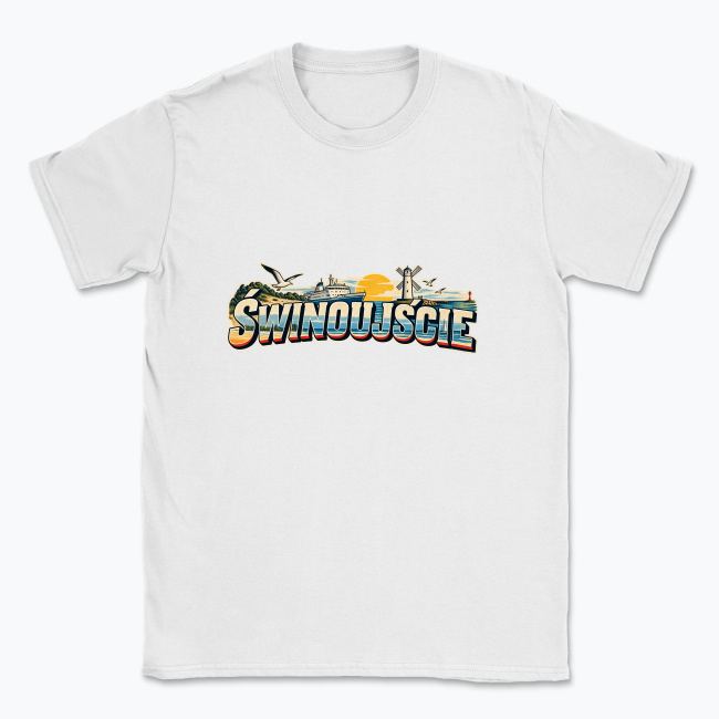 Vintage pocztówka morska Świnoujścia - T-shirt